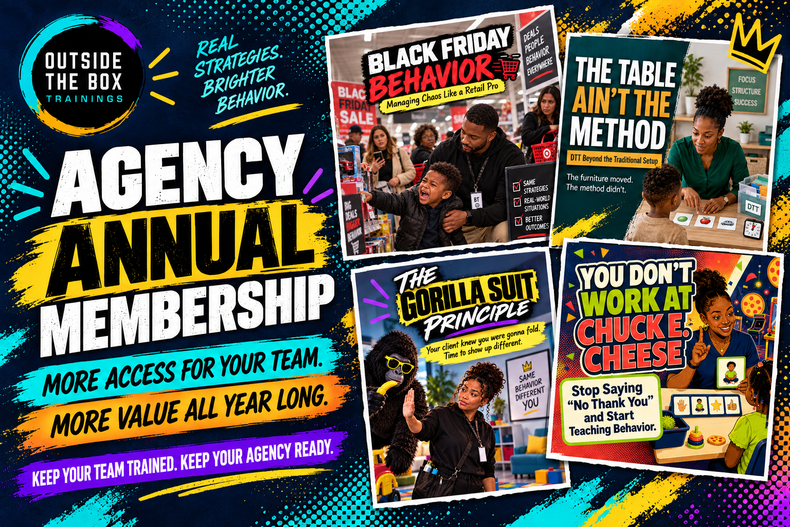 Agency Annual Membership from Outside the Box Trainings featuring real-world ABA professional development courses